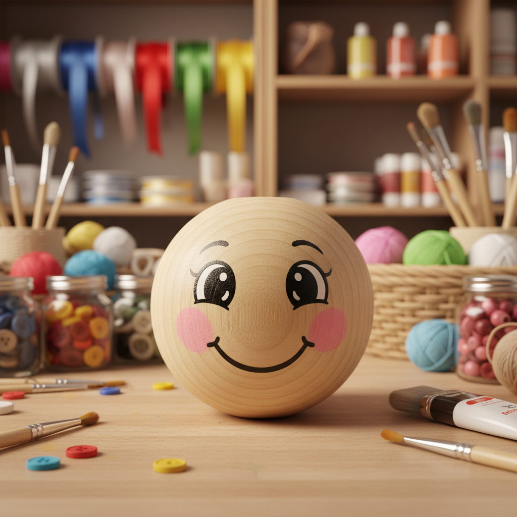 Holzkugel mit Gesicht - Kidis Art