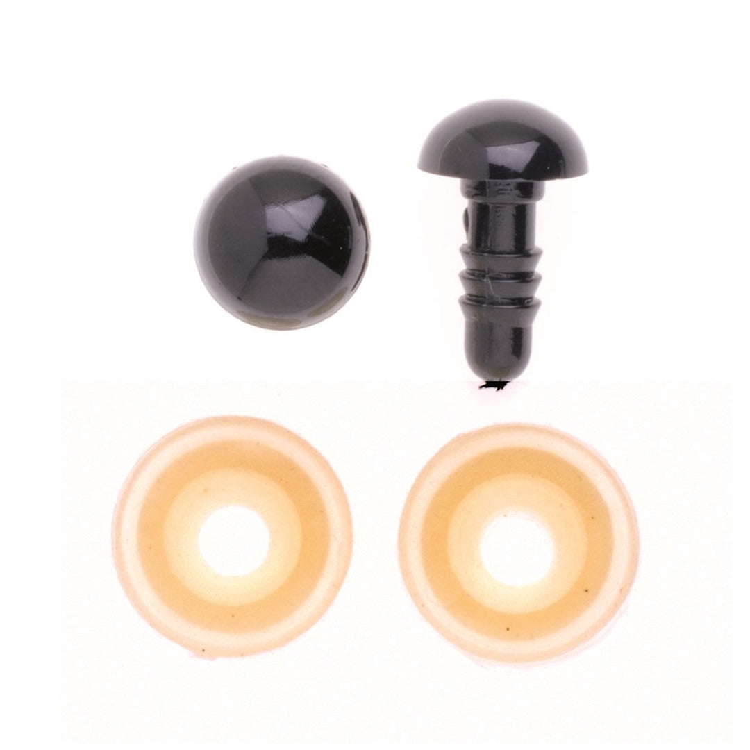 Augen, Kunststoff schwarz 12mm SB 2 Stück