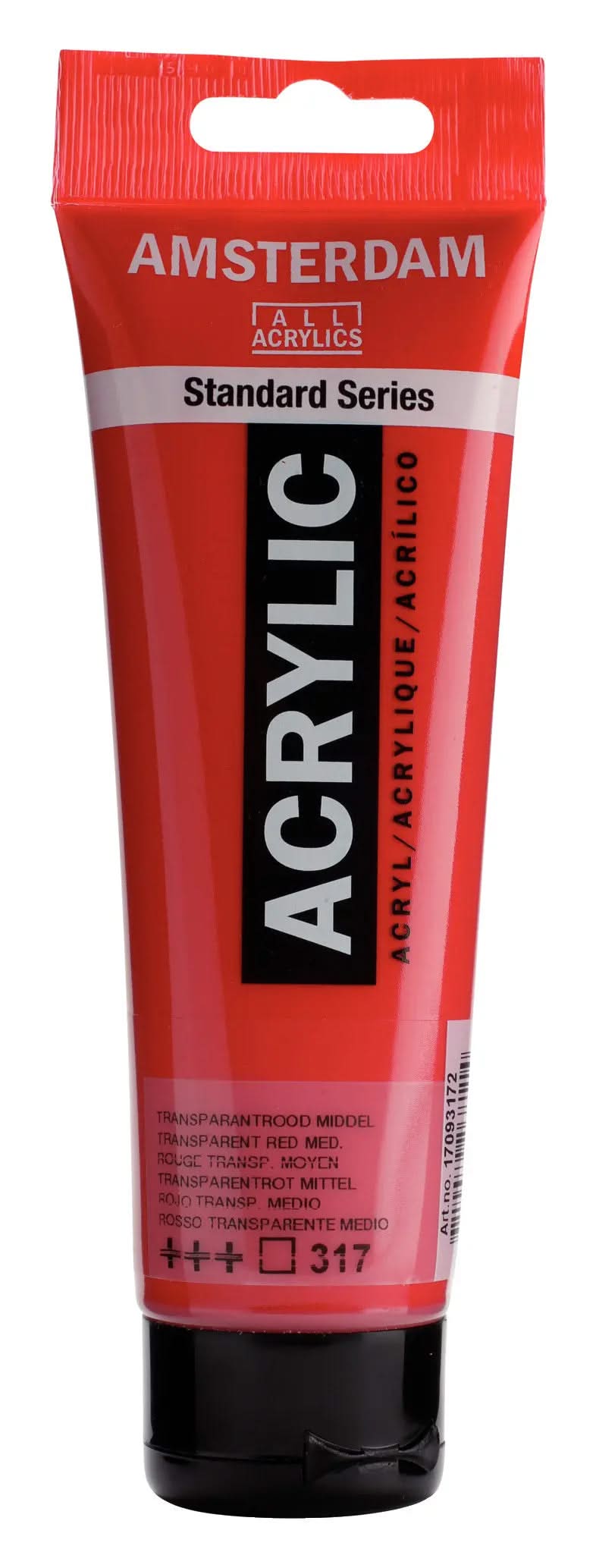 Amsterdam Standard Series Acrylfarbe Tube 120 ml Transparentrot Mittel 317 - Kidis Art