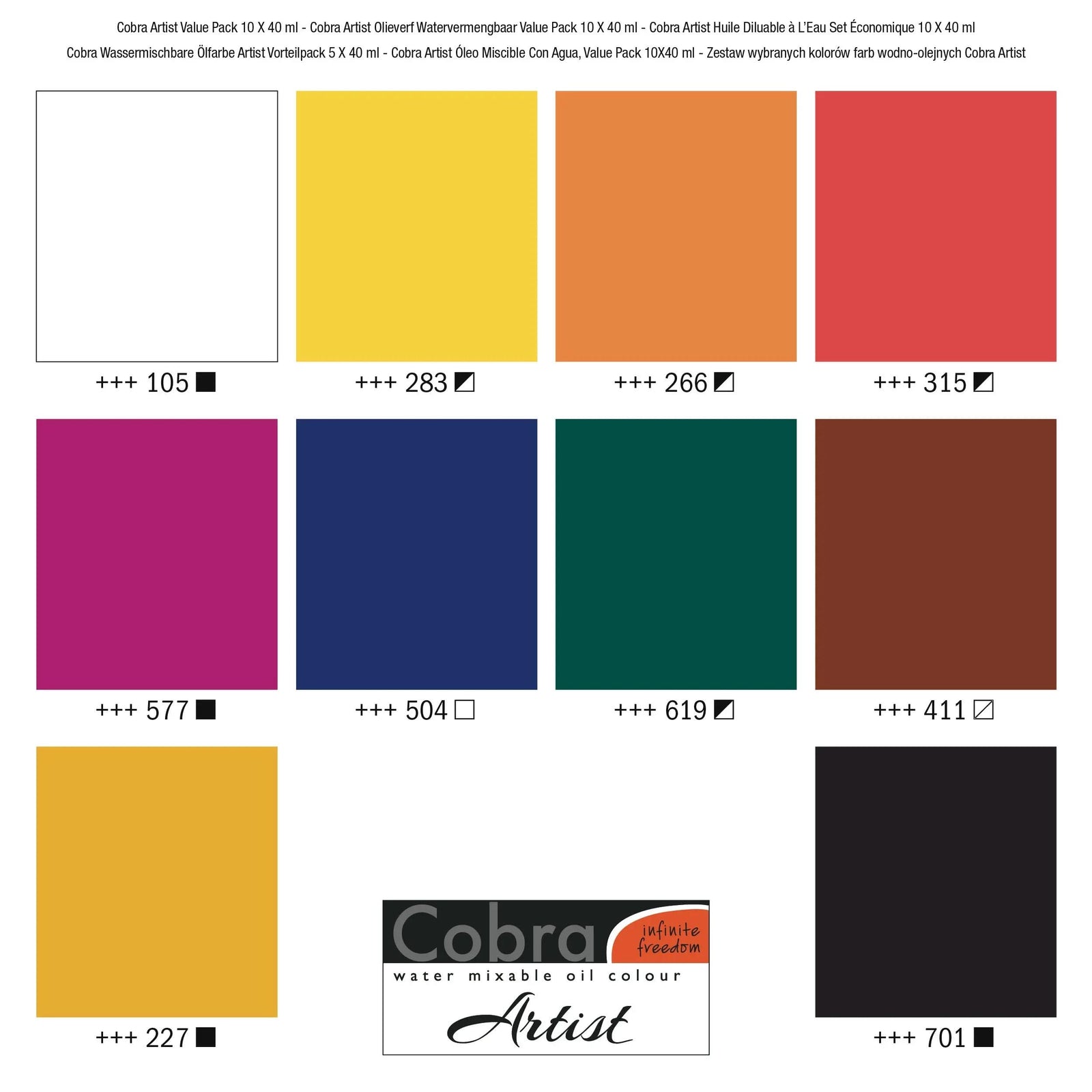 Cobra Artist Ölfarben Vorteilspackung 10 x 40 ml - Kidis Art