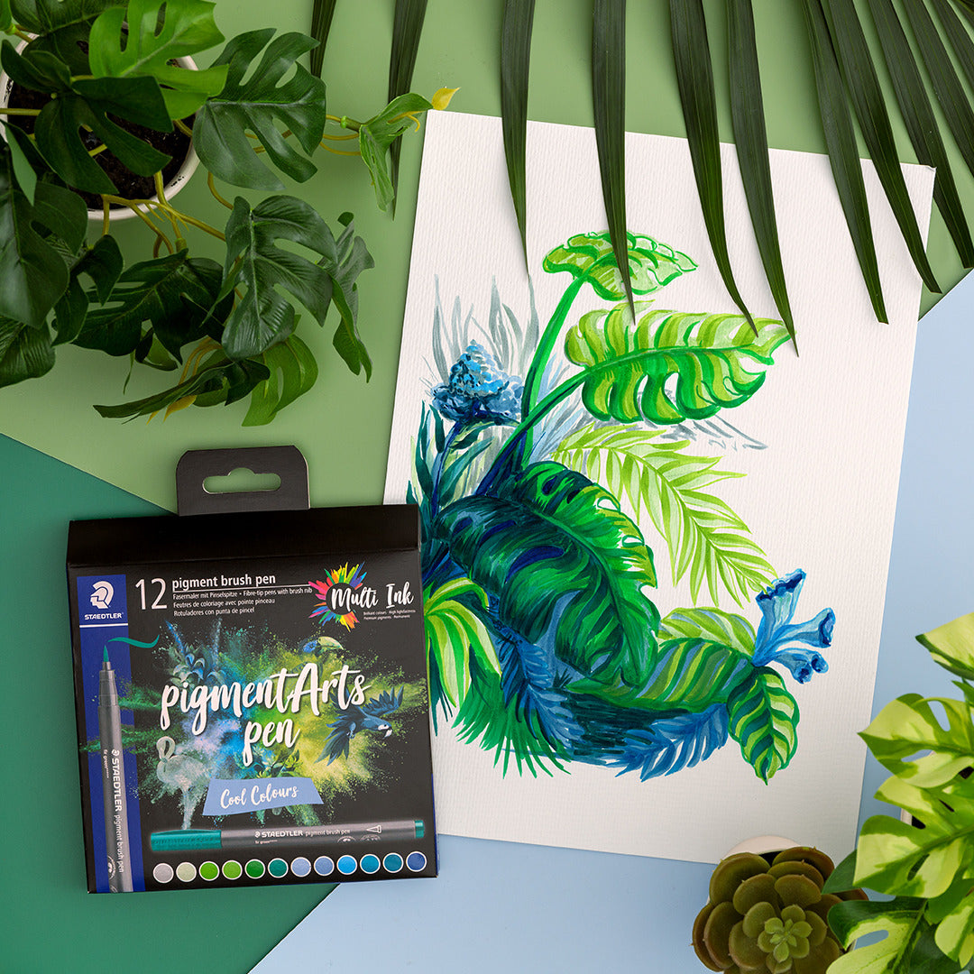 Kartonetui mit 36 pigment brush pen in sortierten Farben - Kidis Art