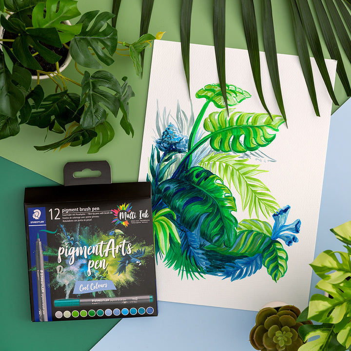 Kartonetui mit 36 pigment brush pen in sortierten Farben - Kidis Art