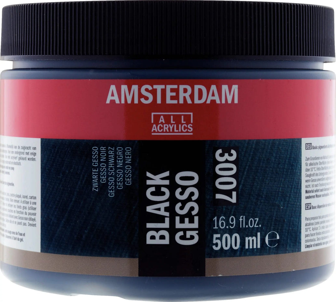 Amsterdam Gesso Schwarz Gefäß 3007 Flasche 500 ml - Kidis Art