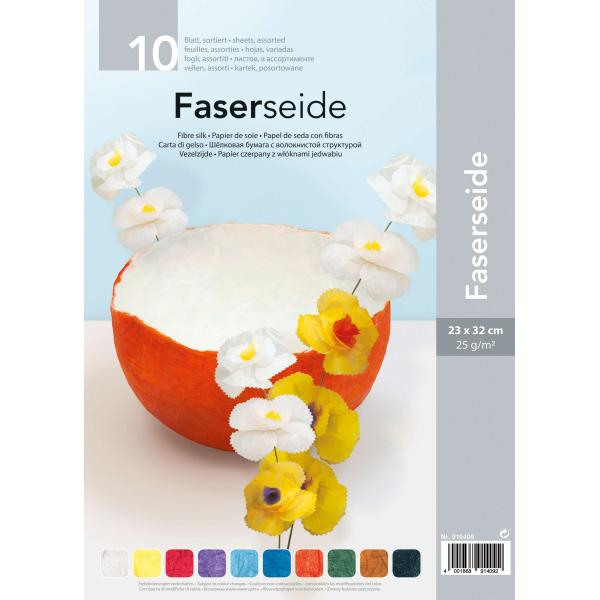 Faserseide sortiert 25g/m² 23x32 cm, 10 Bogen