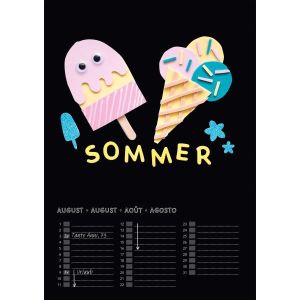 Dauerkalender m. Spiralbindung DIN A4, schwarz