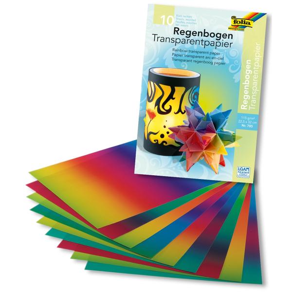 Regenbogentransparentpapier Mappe 22,5x32cm 10 Blatt