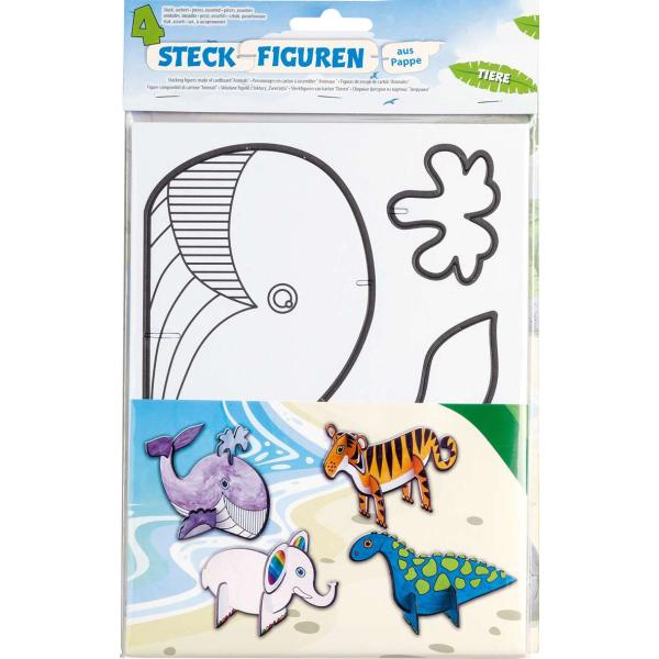 Steckfiguren aus Papper, Tiere 4 motive sortiert