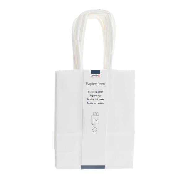 Papiertragetasche, Kordelgriff 12x15x5,5cm, weiss, 10St