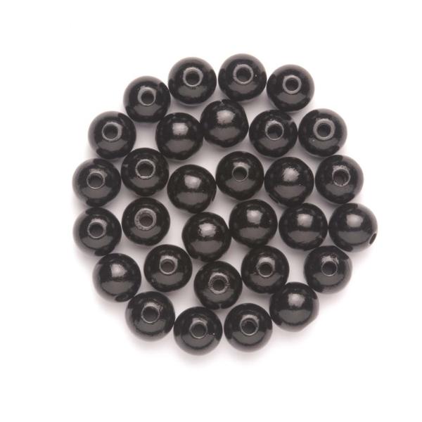 perle en bois 15 mm 14 pièces noir