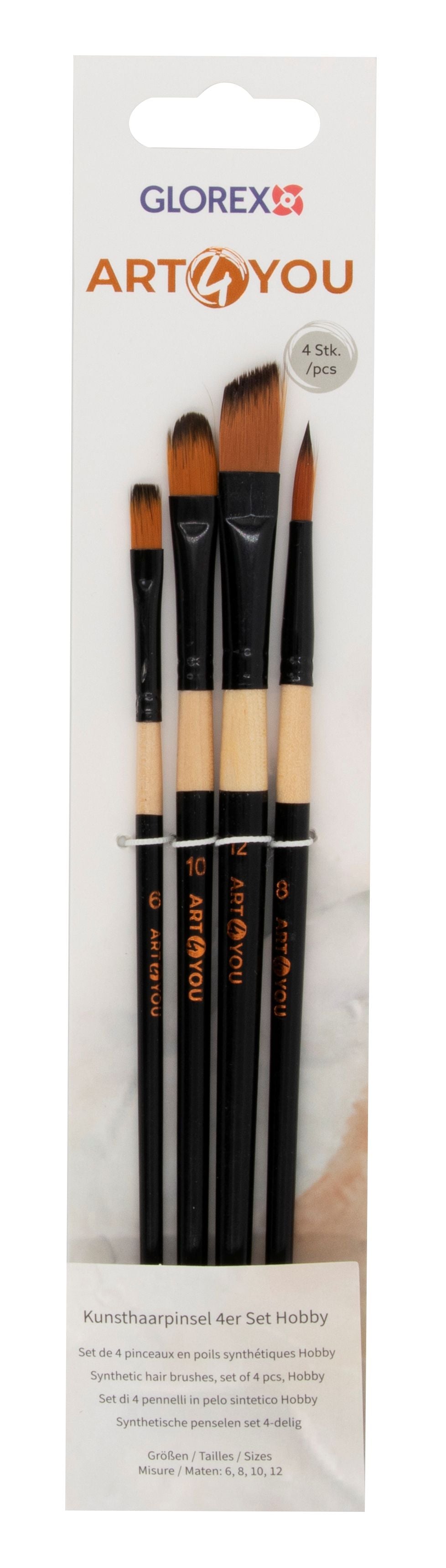 Synthetic Hobbypinsel 4er Set Pinsel mix, Gr. 6,8,10,12