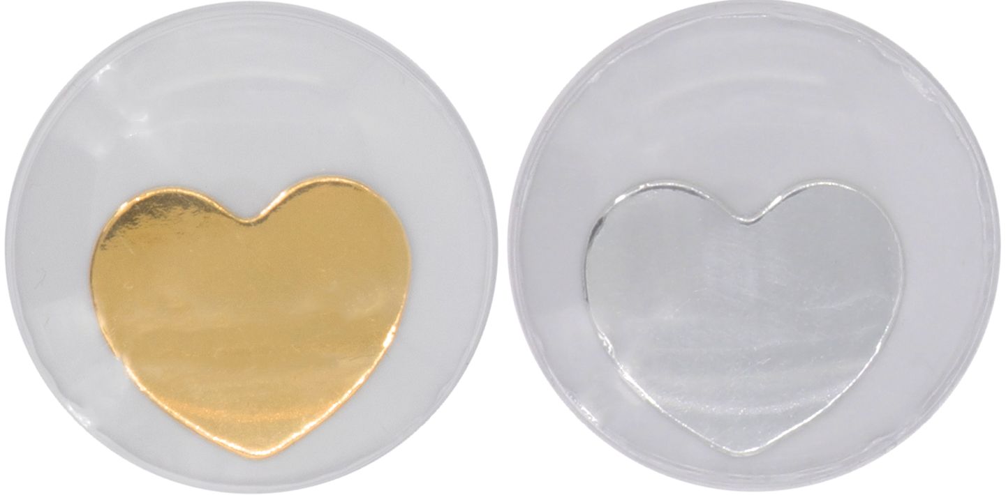 Wackelaugen Herz, 4St. gold/ silber, 35mm selbstklebend