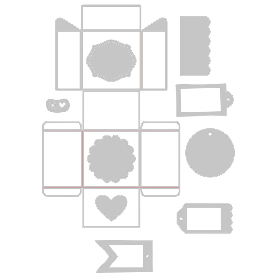 Thinlits Plus Matrizenset 10 Stück - Box &amp; Etiketten