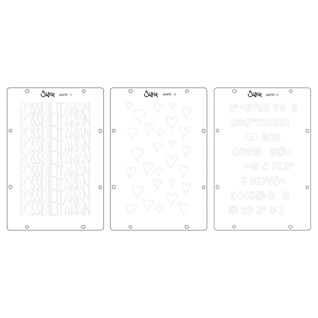 Studio Stempelset 13er-Pack / 3er-Pack Schablonen - "Possibilitarian" von Cat Kerr