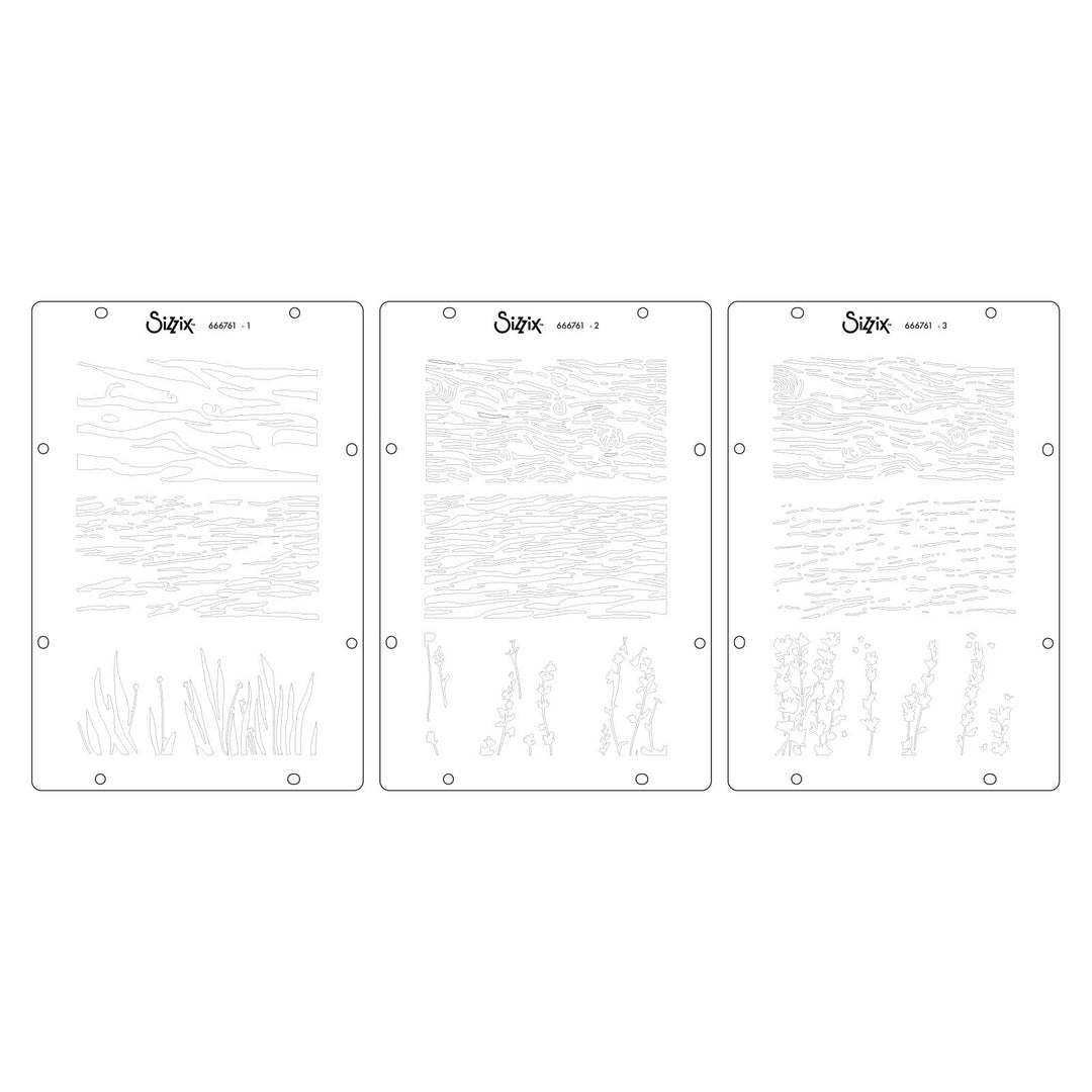 Studio Stempelset 17er-Pack / 3er-Set Schablonen - „Natur“ von Vic Hollins