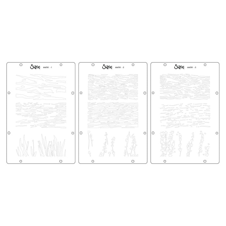 Studio Stempelset 17er-Pack / 3er-Set Schablonen - „Natur“ von Vic Hollins