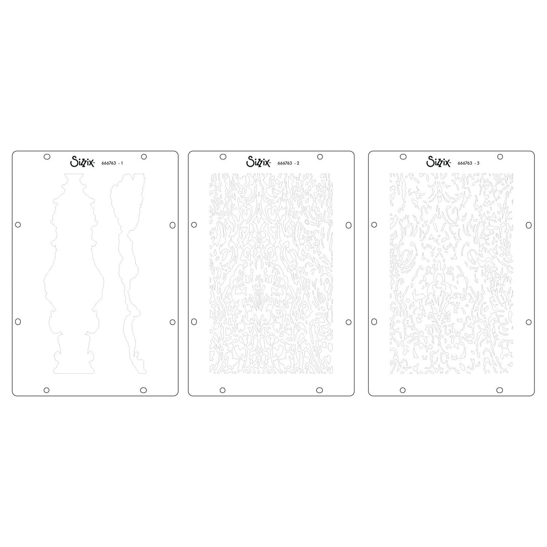 Studio Stempelset 14er- Pack / 3er-Set Schablonen - „Ornate“ von Vic Hollins