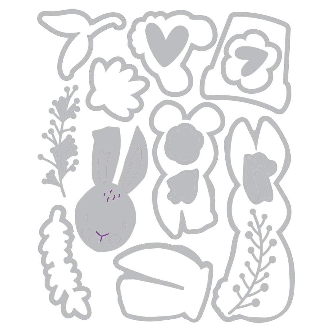 Thinlits Stanzset 15Stück - Bunny Bits &amp; Blooms 