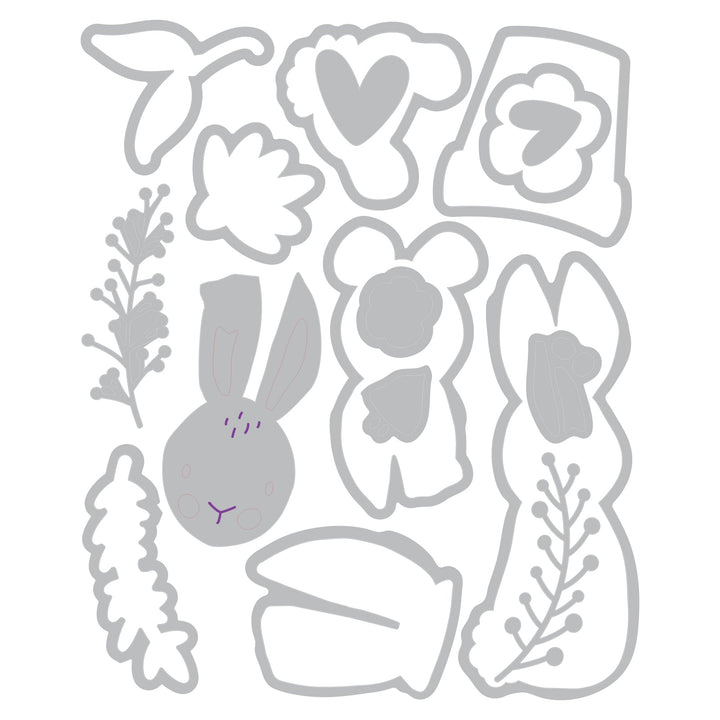 Thinlits Stanzset 15Stück - Bunny Bits &amp; Blooms 
