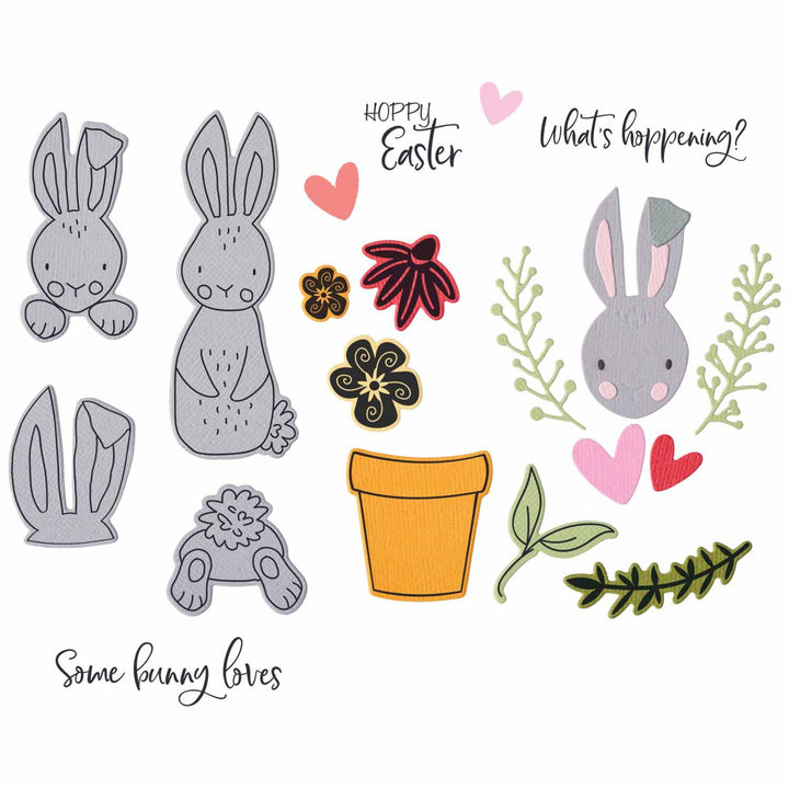 Thinlits Stanzset 15Stück - Bunny Bits &amp; Blooms 