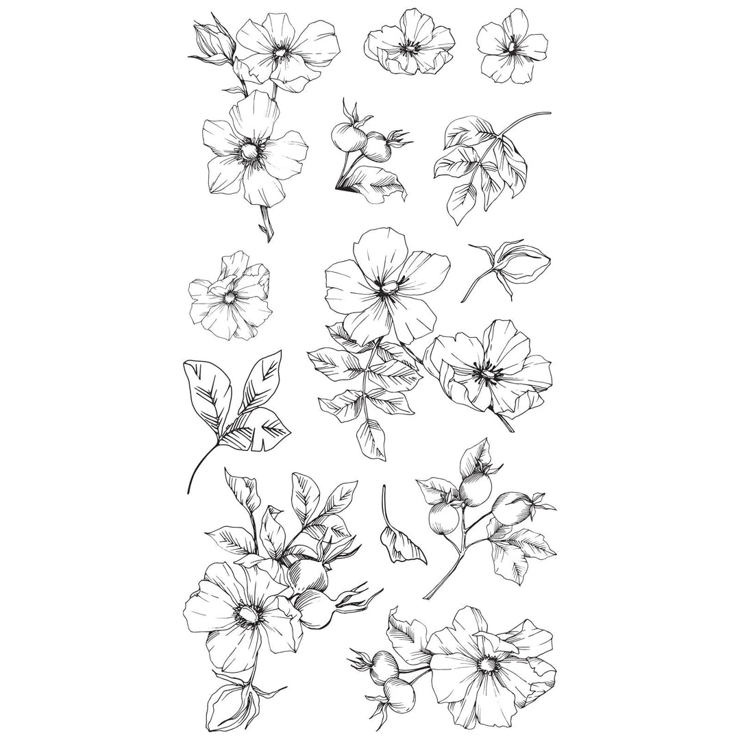 Klarsichtstempel-Set 13 Stück - Wildblumen-Botanicals