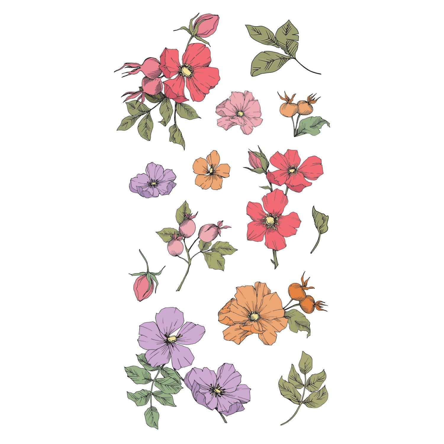 Klarsichtstempel-Set 13 Stück - Wildblumen-Botanicals