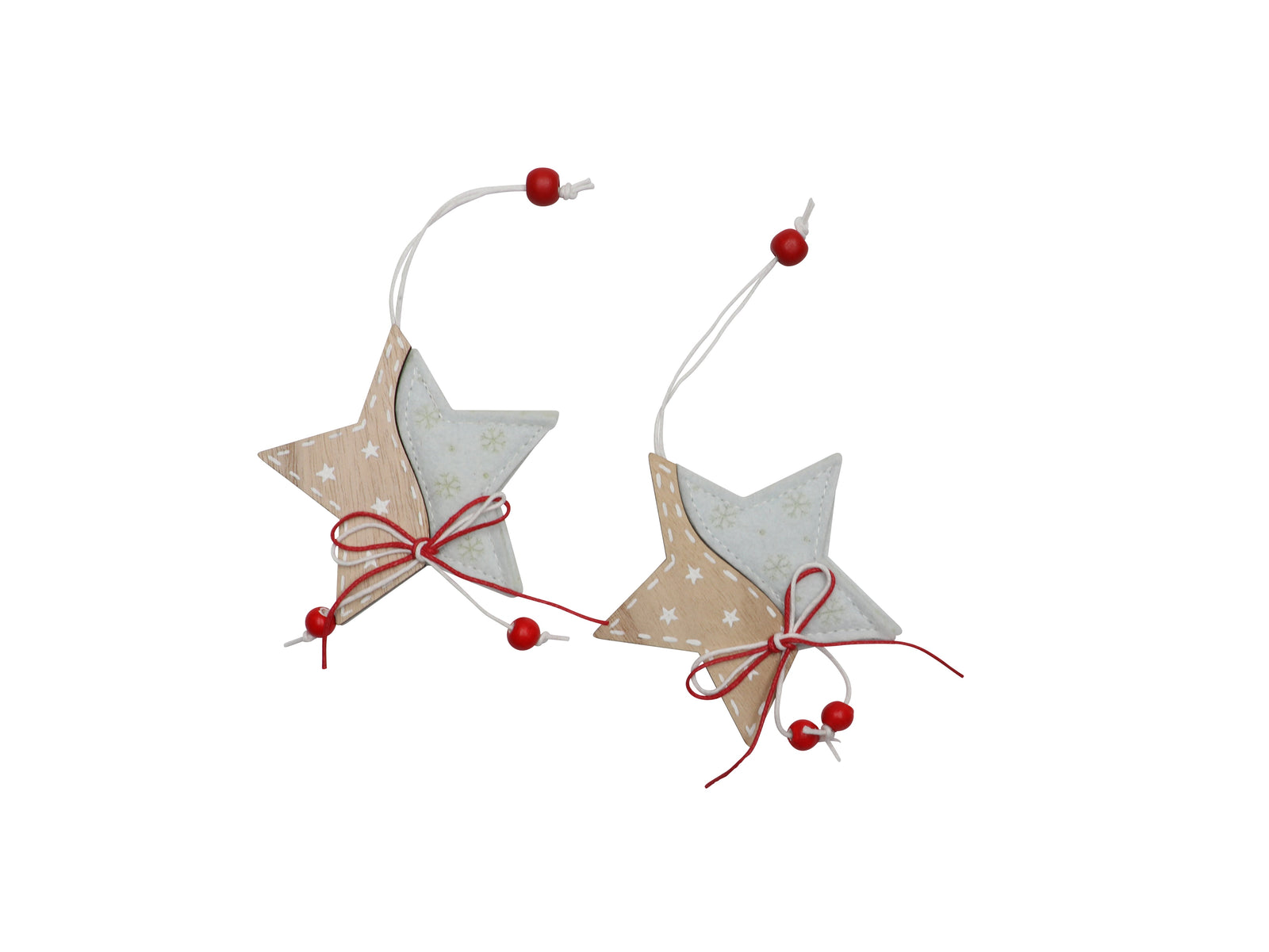 Sternhänger, Filz/Holz, weiss 8,3x8cm, 2St.
