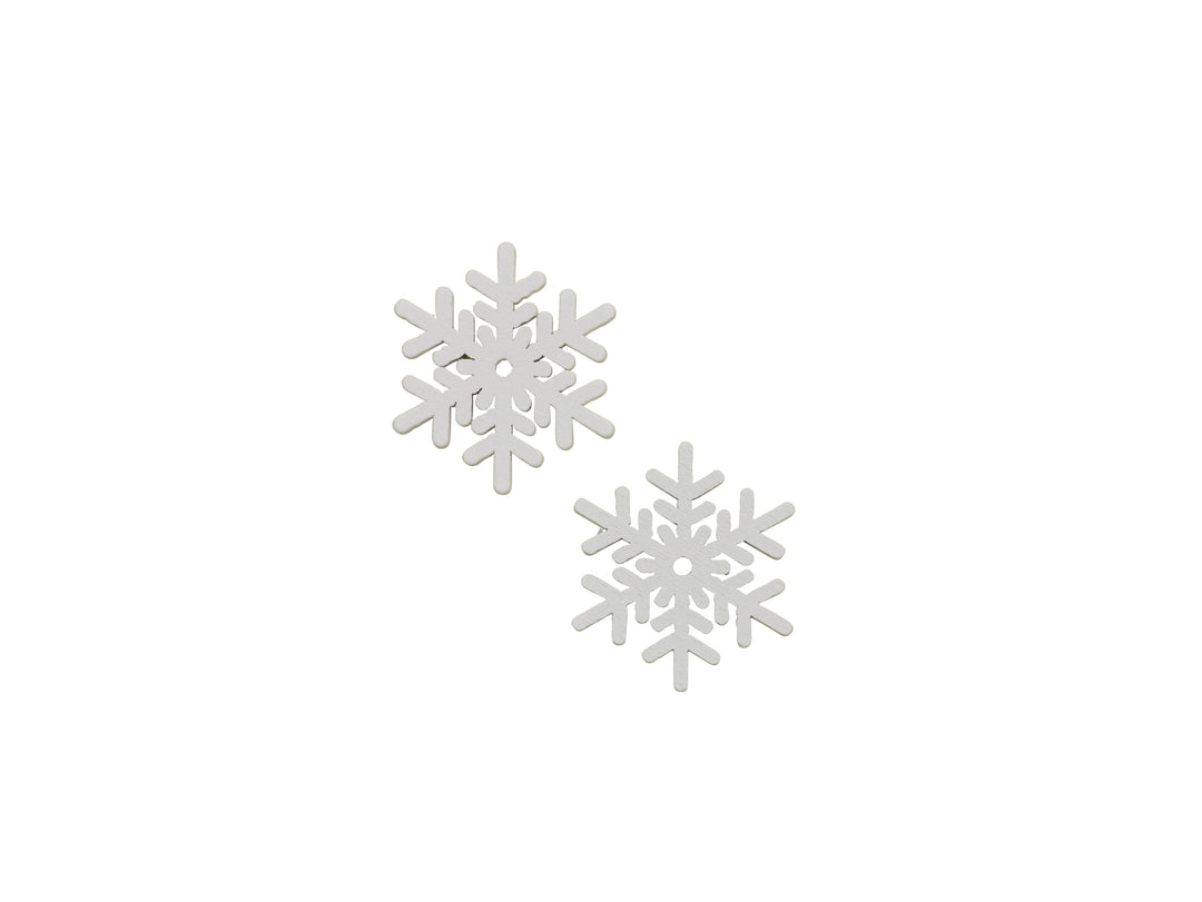 Holzstreuteile, Schneeflocke 12St, weiss, 3x3x0,4cm