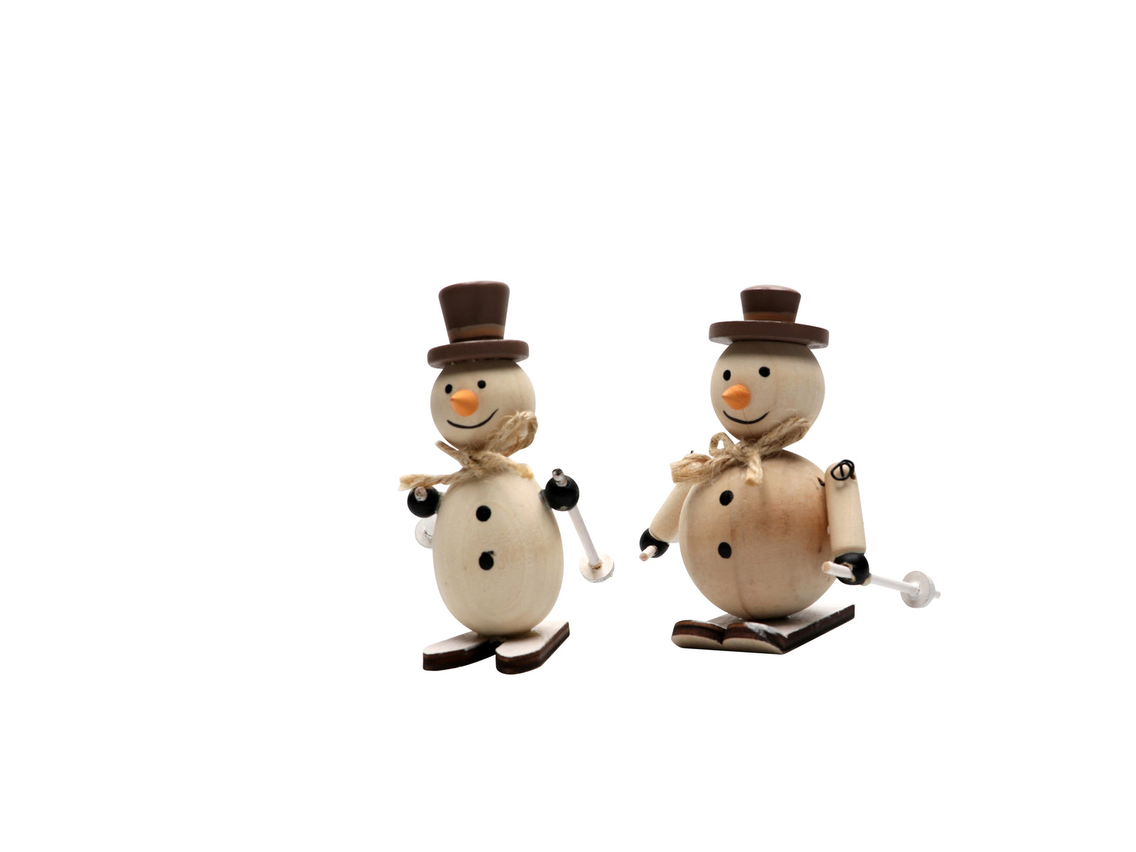 Skifahrer Schneemann, Holz 7x6x10cm, 2-fach sortiert