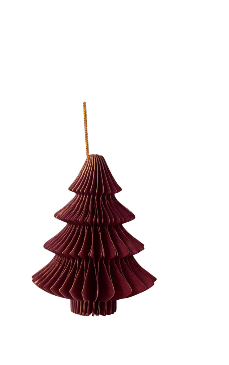 Wabenbaum mit Hänger, bordeau 10cm, 4St., Papier