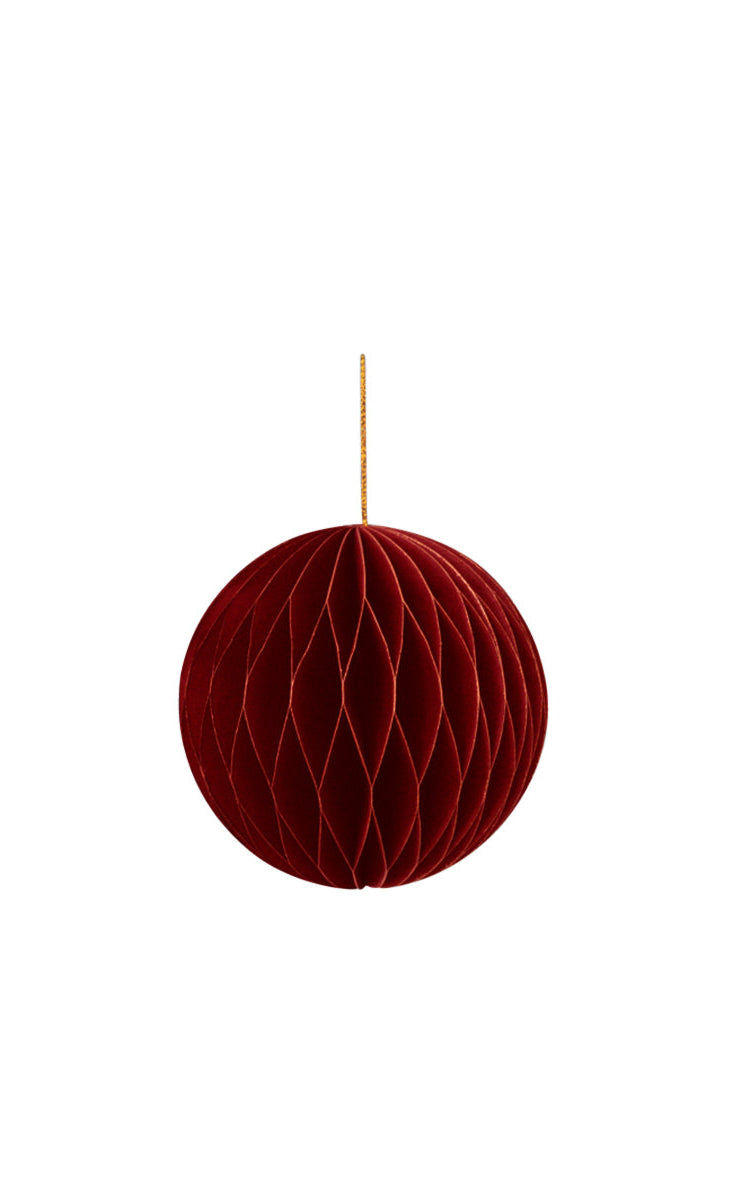 Wabenkugel mit Hänger, rot 8cm, 4St., Papier
