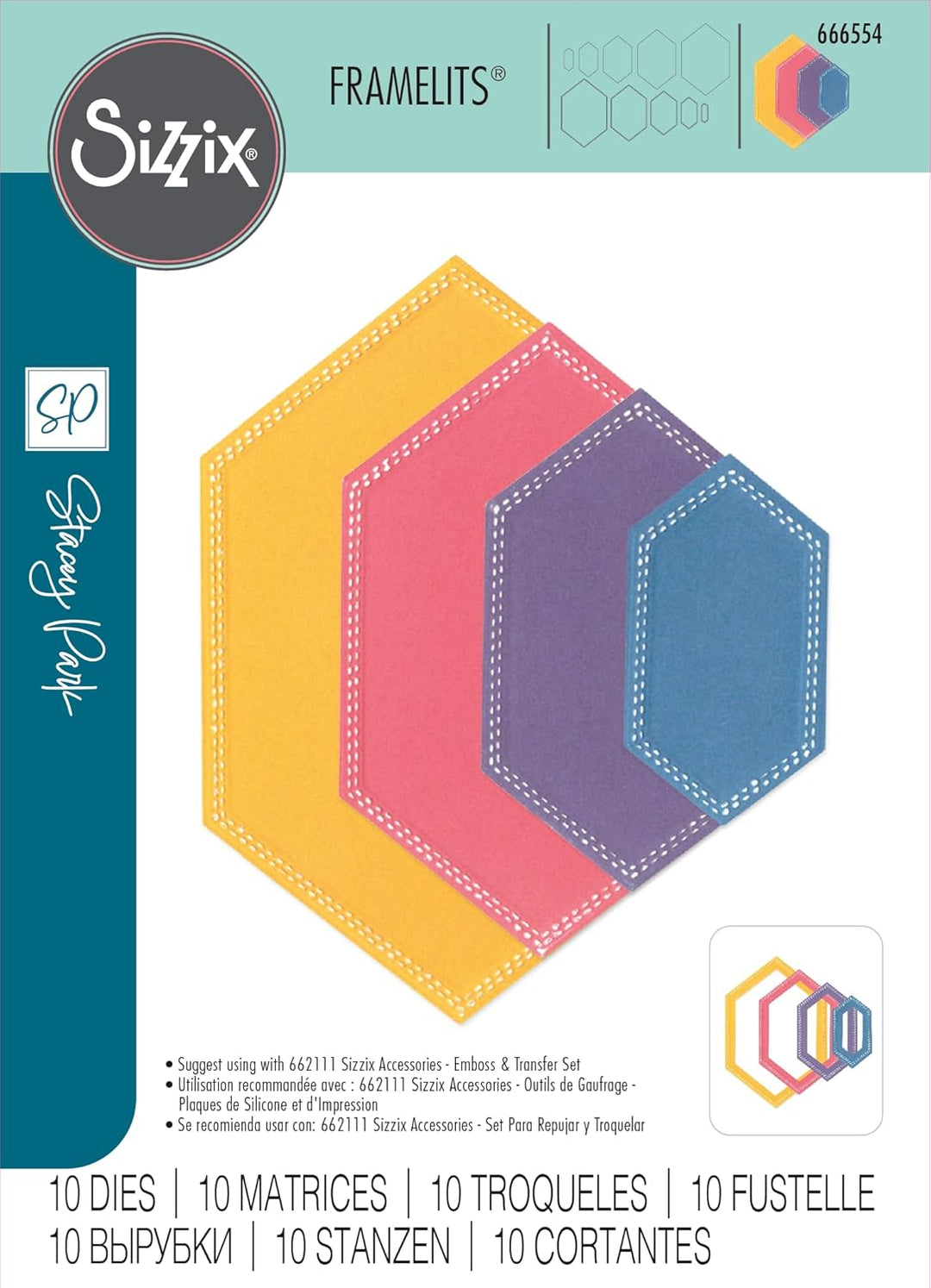 Ensemble de 10 matrices de découpe - Hexagones cousus Belinda par Stacey Park
