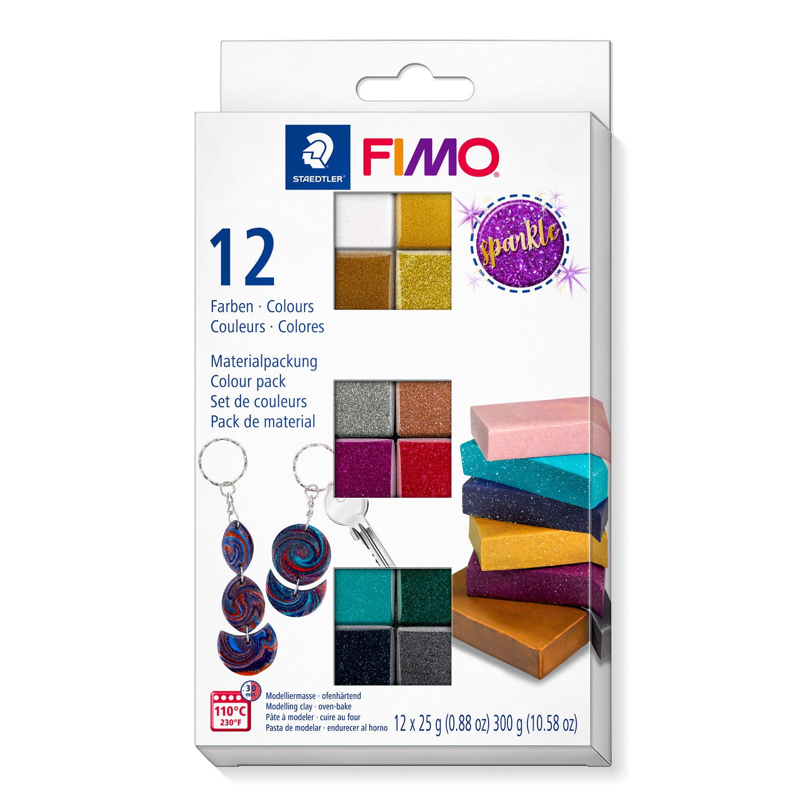 FIMO Soft Materialpackung 12 Farben sparkle - Kidis Art
