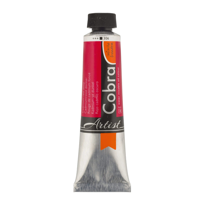Cobra Artist Wassermischbare Ölfarbe Tube 40 ml Kadmiumrot Dunkel 306 - Kidis Art