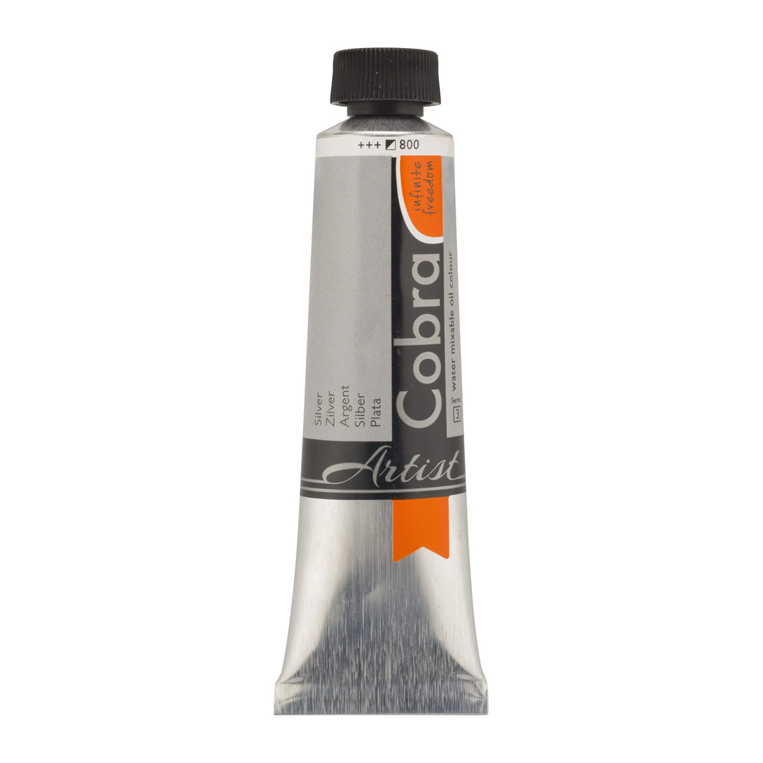 Cobra Artist Wassermischbare Ölfarbe Tube 40 ml Silber 800 - Kidis Art