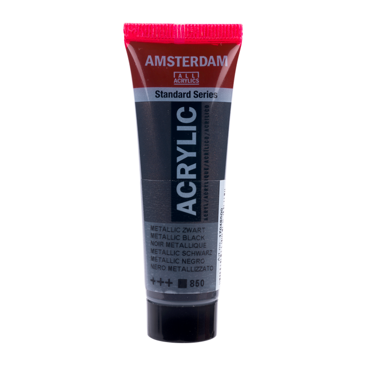Tube de peinture acrylique Amsterdam Standard Series 20 ml Noir métallisé 850