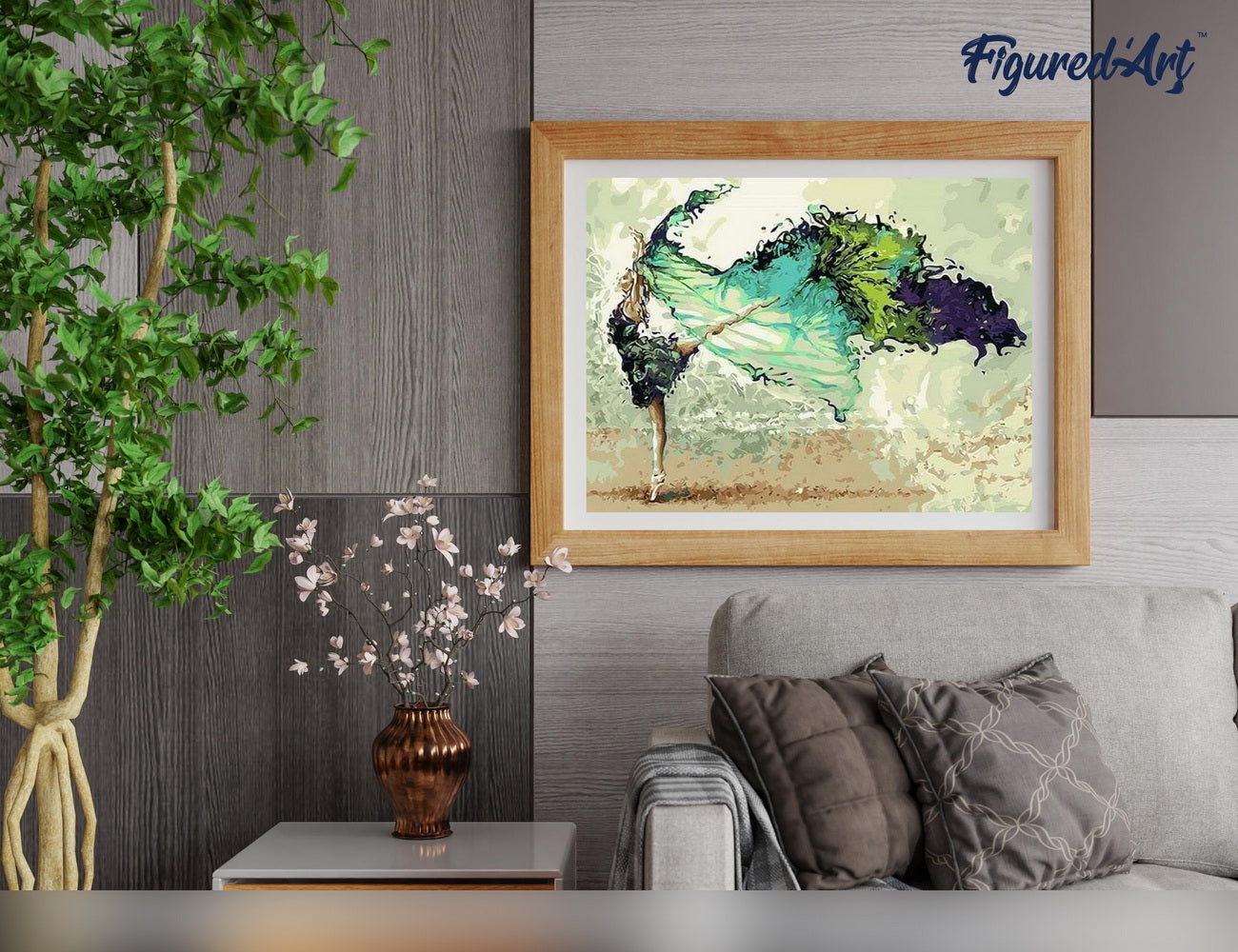 Malen nach Zahlen 40x50cm auf Keilrahmen gespannt Figured’Art Moderne Ballerina - Kidis Art
