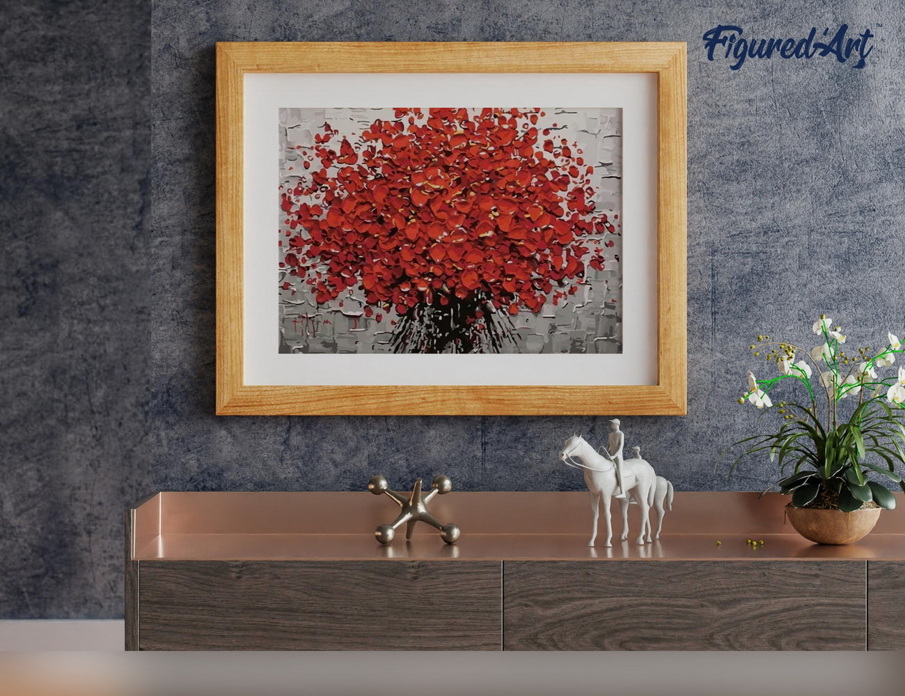 Malen nach Zahlen 40x50cm ohne Keilrahmen Figured’Art Abstrakte rote Blumen - Kidis Art