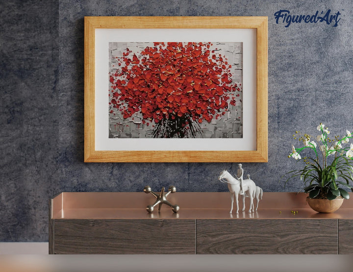 Malen nach Zahlen 40x50cm ohne Keilrahmen Figured’Art Abstrakte rote Blumen - Kidis Art