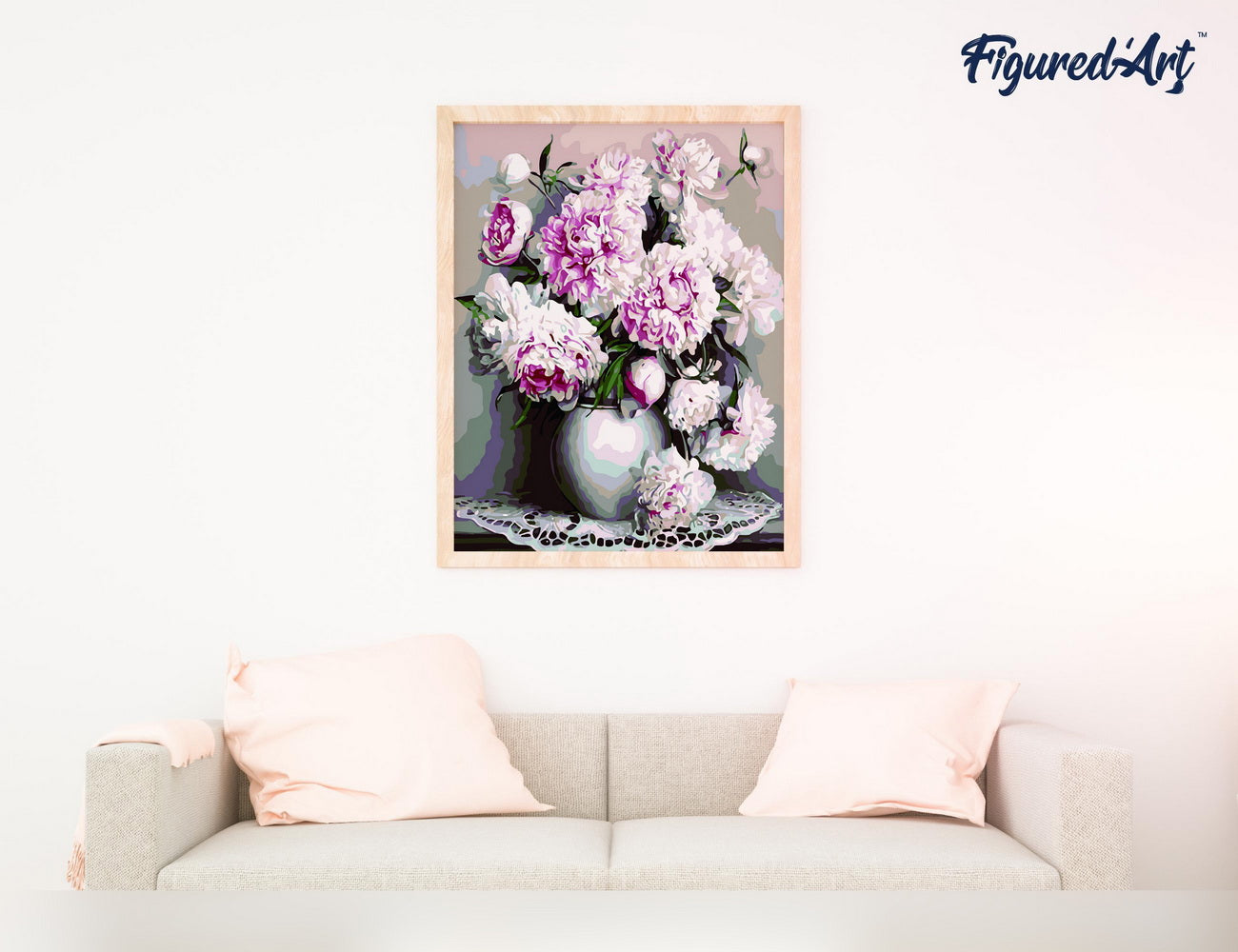 Malen nach Zahlen 40x50cm ohne Keilrahmen Figured’Art Vase Pfingstrosen - Kidis Art