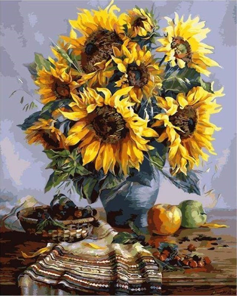 Kreuzstich 32x40cm – Sonnenblumenstrauss - Kidis Art