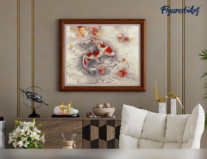 Malen nach Zahlen 40x50cm ohne Keilrahmen Figured’Art Zwei Koi Karpfen - Kidis Art