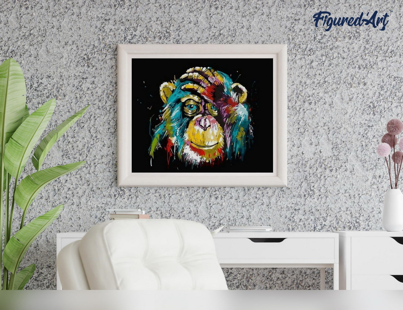 Malen nach Zahlen 40x50cm ohne Keilrahmen Figured’Art Pop Art Pavian - Kidis Art