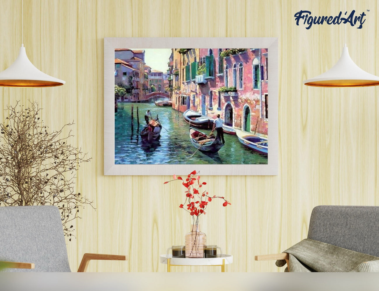 Malen nach Zahlen 40x50cm ohne Keilrahmen Figured’Art Kanäle in Venedig - Kidis Art