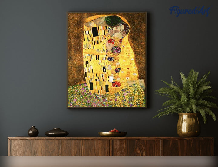 Malen nach Zahlen 40x50cm auf Keilrahmen gespannt Figured’Art Der Kuss – Klimt - Kidis Art