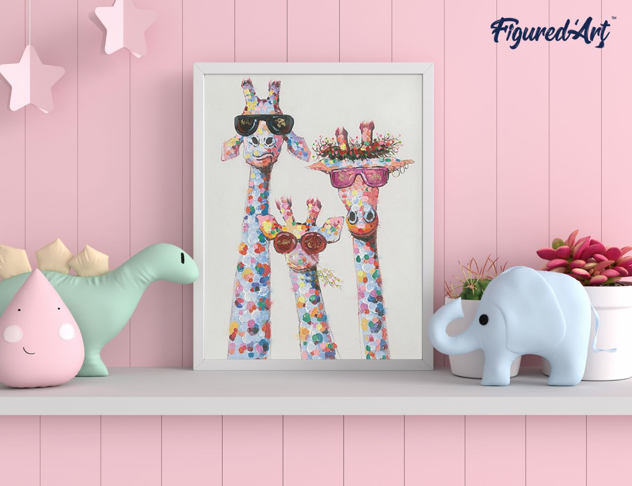 Malen nach Zahlen 40x50cm ohne Keilrahmen Figured’Art Pop Art Giraffenfamilie - Kidis Art
