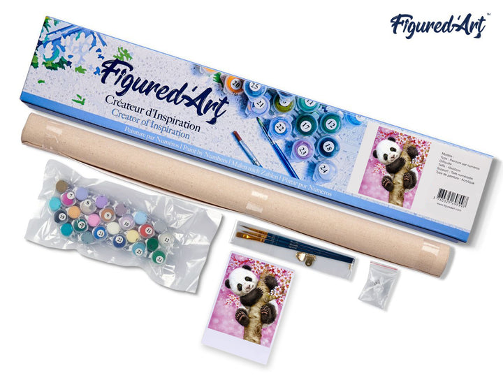 Malen nach Zahlen 40x50cm ohne Keilrahmen Figured’Art Panda Baby - Kidis Art