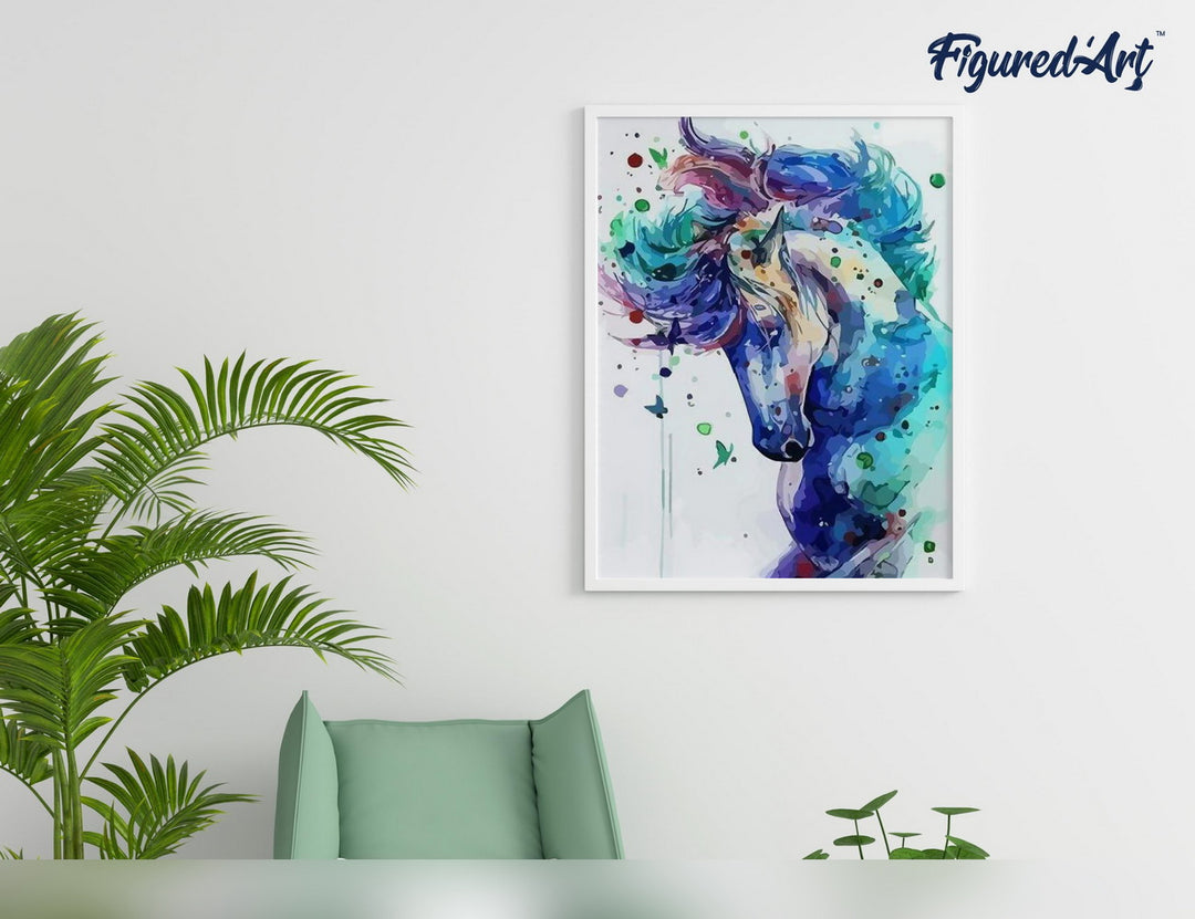 Malen nach Zahlen 40x50cm ohne Keilrahmen Figured’Art Buntes Pferd - Kidis Art
