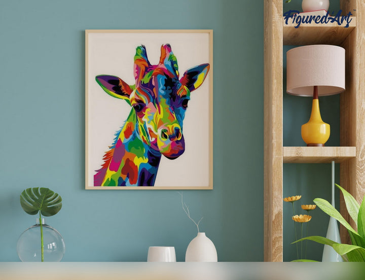 Malen nach Zahlen 40x50cm ohne Keilrahmen Figured’Art Pop Art Giraffe - Kidis Art