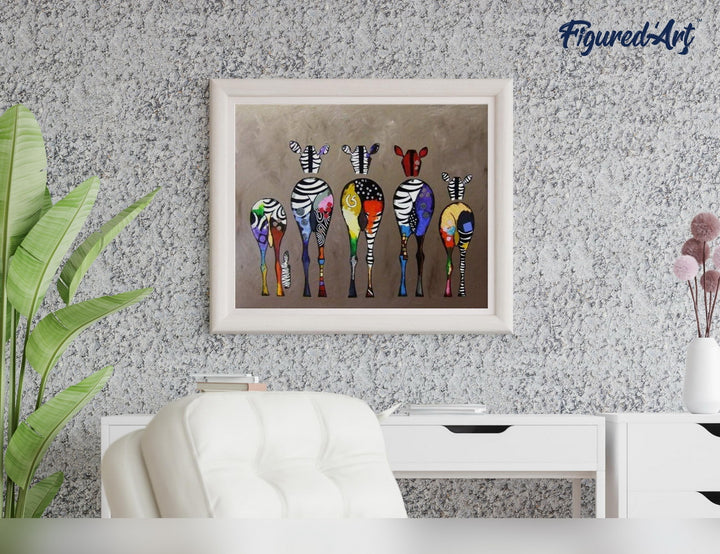 Malen nach Zahlen 40x50cm ohne Keilrahmen Figured’Art Zebras von hinten - Kidis Art