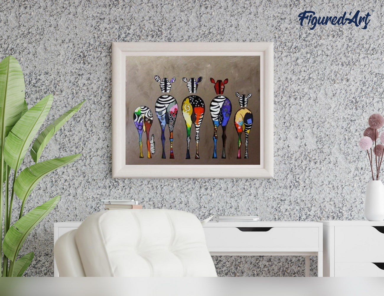 Malen nach Zahlen 40x50cm auf Keilrahmen gespannt Figured’Art Zebras von hinten - Kidis Art